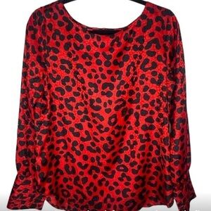 Ann Taylor Red Leopard Blouse in Size Medium. Excellent Condition.
